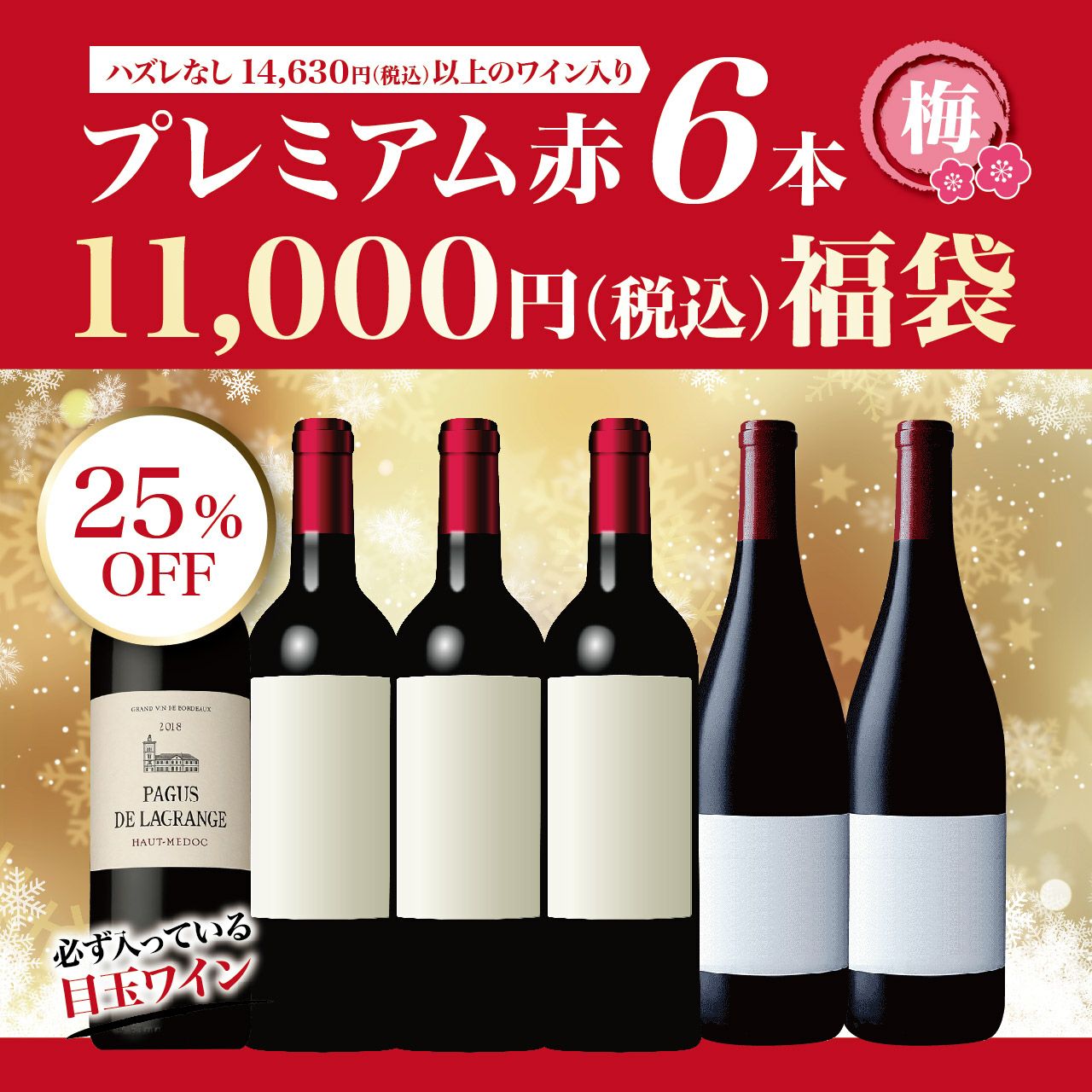 プレミアム赤ワイン 福袋（6本）【梅】