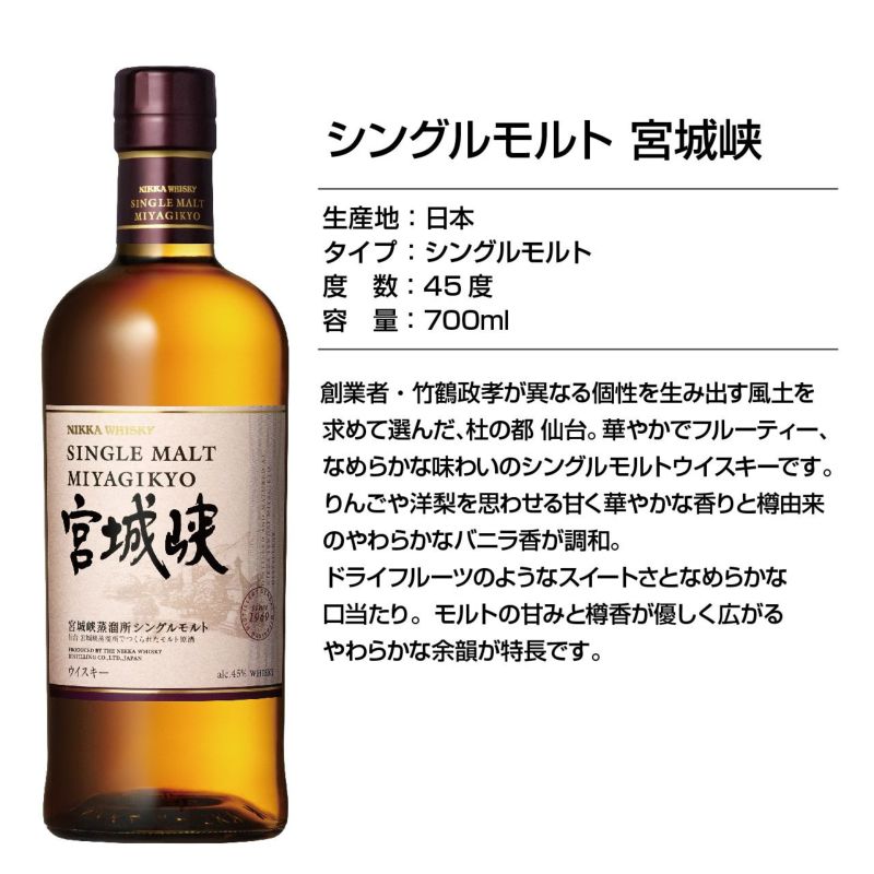 数量限定】国産ウイスキー3本セット（竹鶴・余市・宮城峡